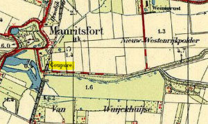 Kaart met de coupure Nieuw-Westenrijkpolder