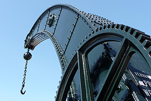 Detail van de typerende vorm en constructie van de Fairbairn-kraan